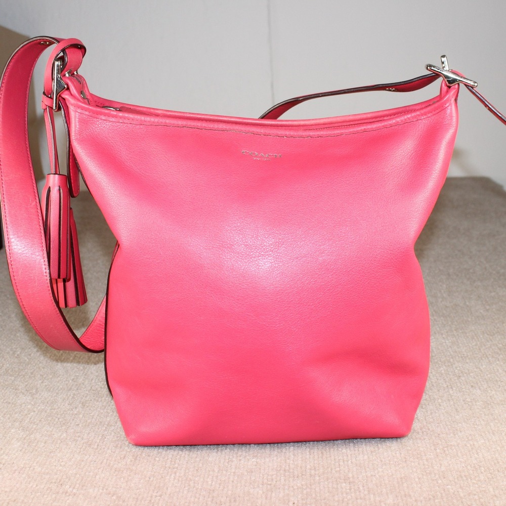 Coach Legacy Duffel Pink Leather Shoulder Bag 19889 Tassel Hobo